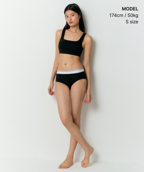WOMENS SQUARE Горловина COTTON BRA TOP  [Черный]