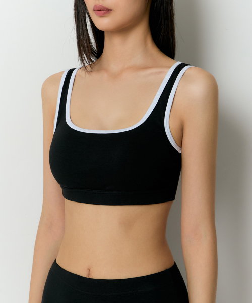 WOMENS SQUARE Горловина COTTON BRA TOP  [Черный/Белый]