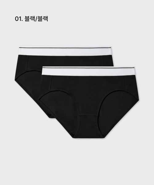 WOMENS COTTON Белый BANDED PANTY 2PACK