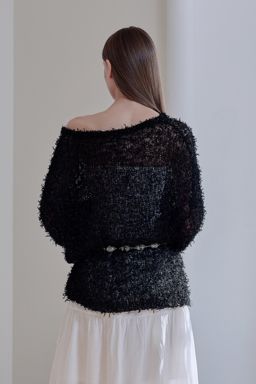 HAIRY ONE SHOULDER Трикотаж TOP (Черный)