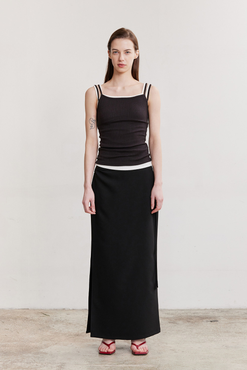 DOUBLE STRAP SLEEVELESS (BROWN-CHARCOAL)