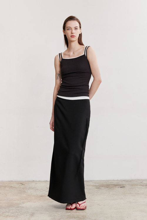 DOUBLE STRAP SLEEVELESS (BROWN-CHARCOAL)