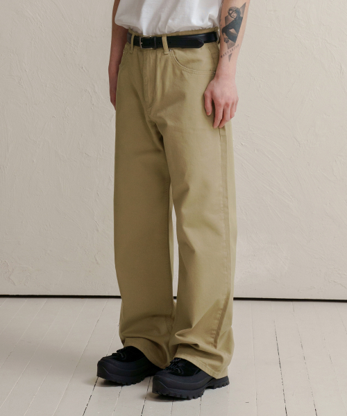 DEN0601 Extra Широкий Cotton Брюки(Бежевый)