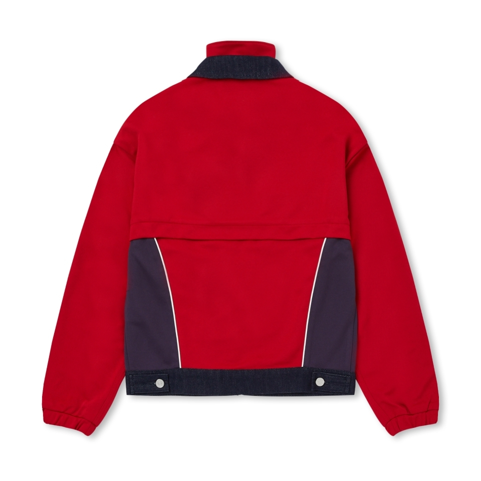 MUSINSA公式 | NERDY Uni Denim Mix Track Top Deep Red