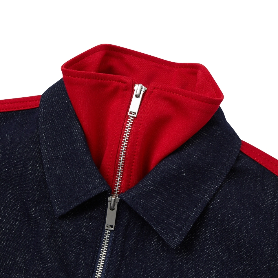 ☆NERDY☆ Uni Denim Mix Track Top Deep Red ノルディ NERDY UNI DENIM MIX TRACK TOP （DEEP RED） デニム