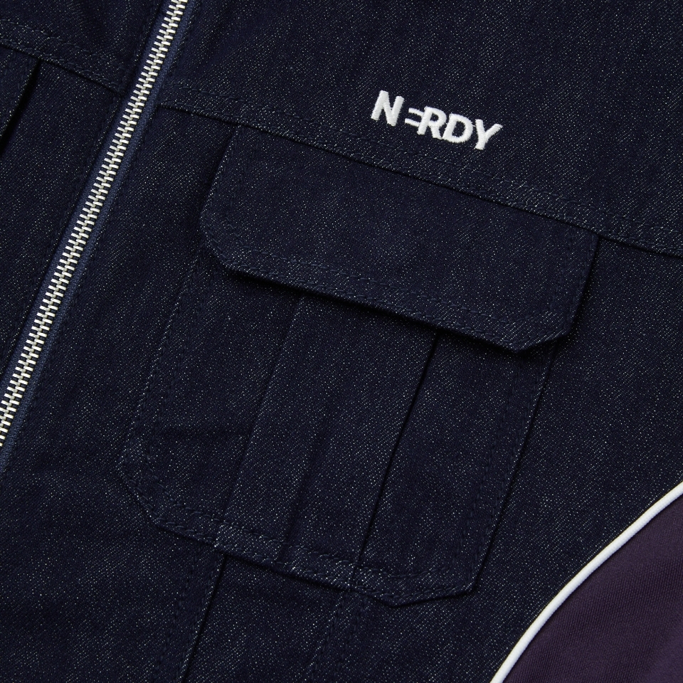 MUSINSA公式 | NERDY Uni Denim Mix Track Top Deep Red