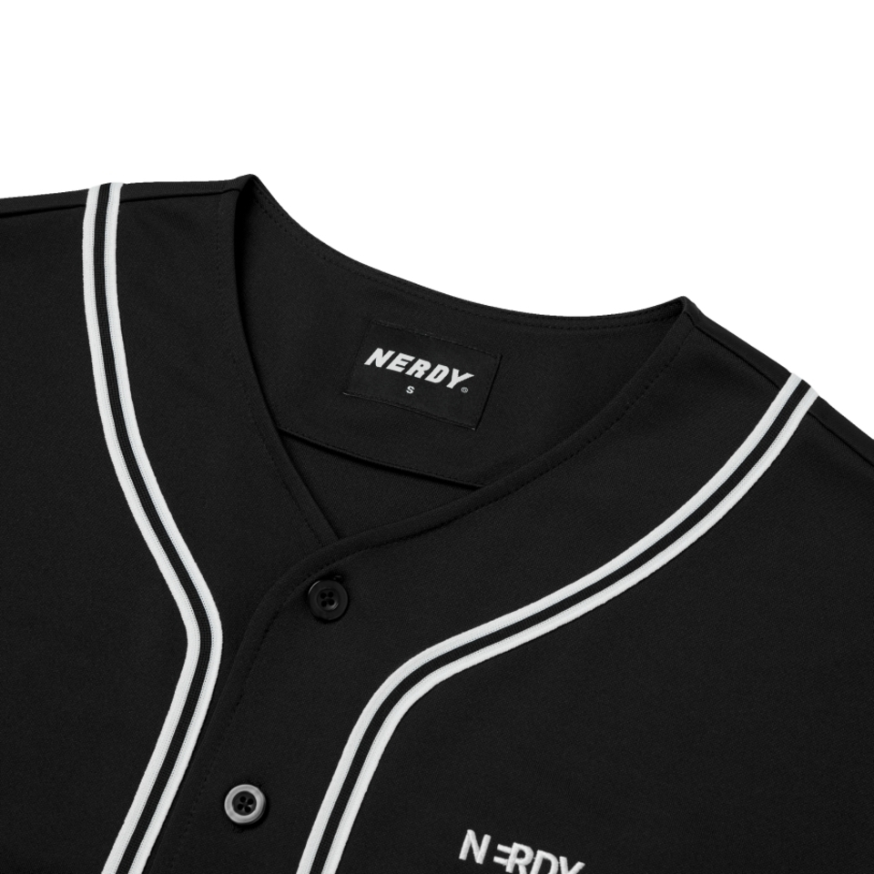 ☆NERDY☆ Baseball Short Sleeve Track Top Black MUSINSA | NERDY Baseball Short Sleeve Track Top Black
