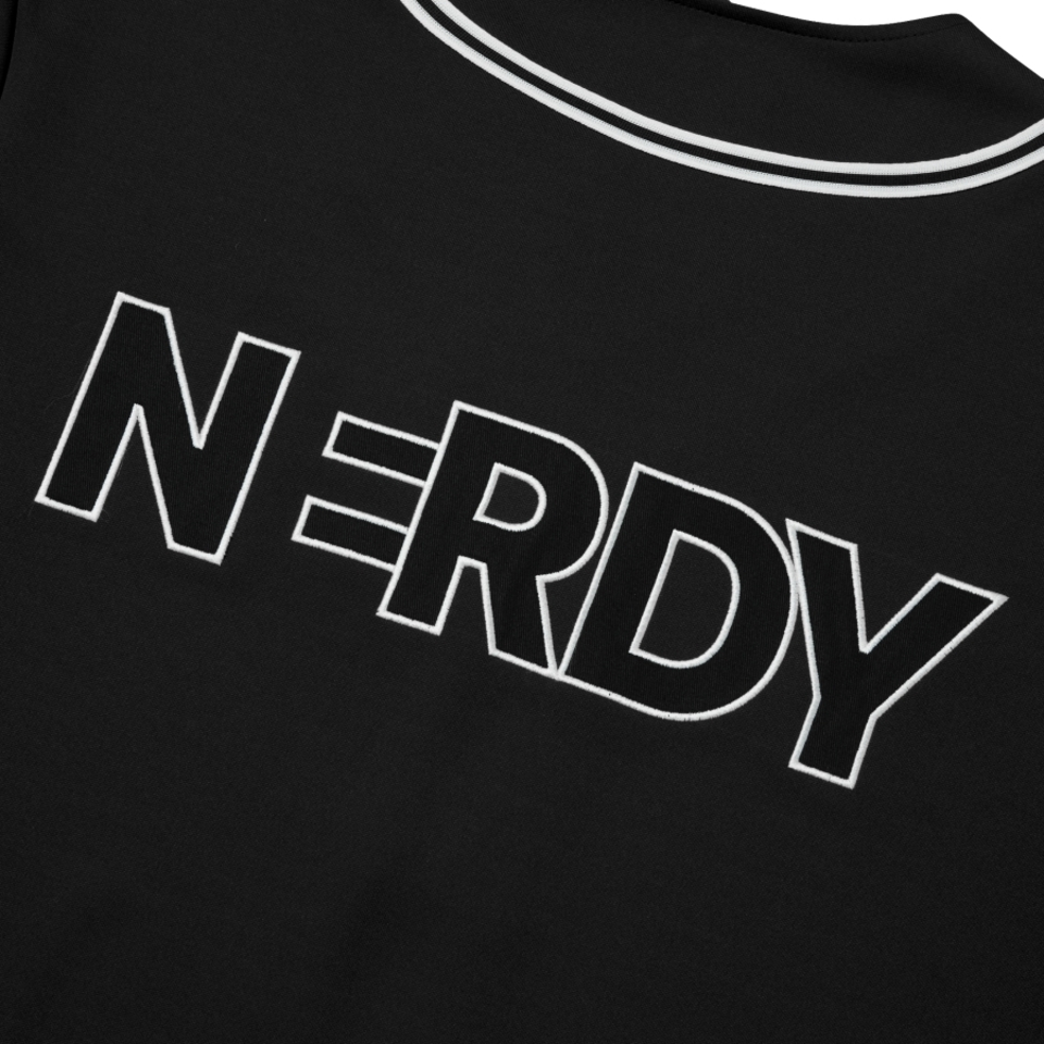 MUSINSA | NERDY Baseball Short Sleeve Track Top Black