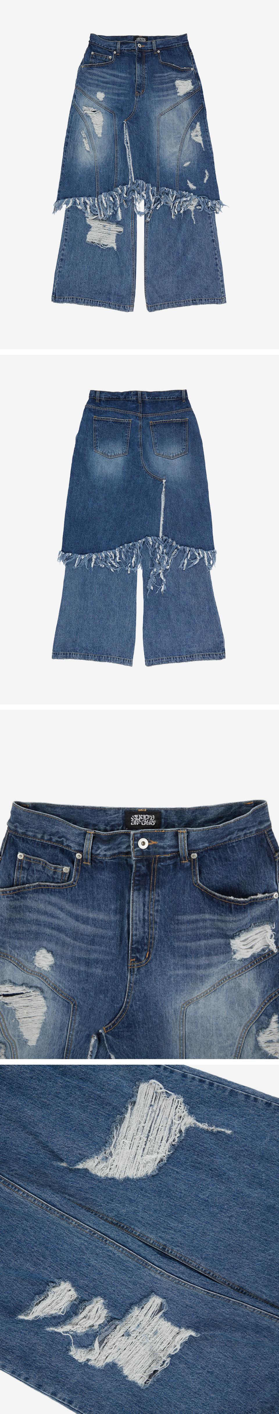 パンツ SUNDAYOFFCLUB Layered Skirt Flared Denim 선데이오프클럽(SUNDAYOFFCLUB) Layered Skirt Flared Denim Jeans