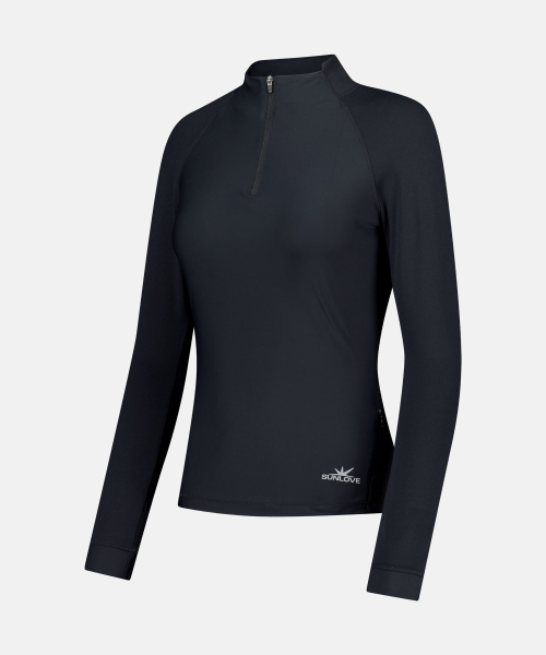 W Dry Полу Zip L/S Tee Черный