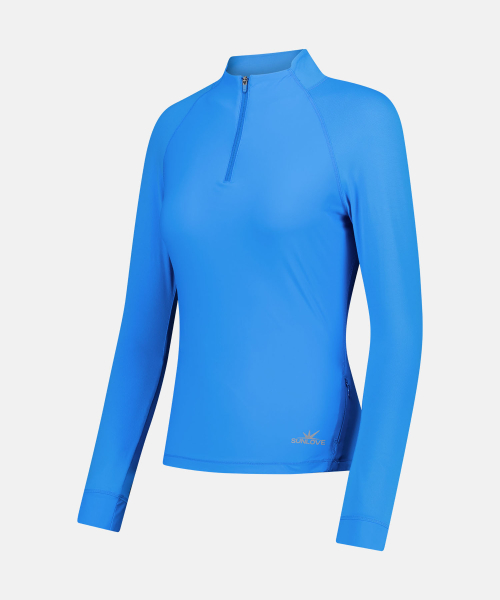 W Dry Полу Zip L/S Tee Синий