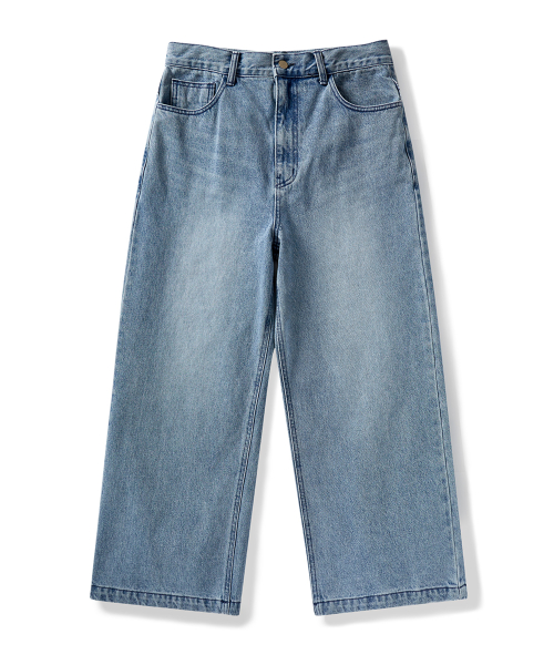Широкие джинсы с вареным эффектом Light Blue FDP104