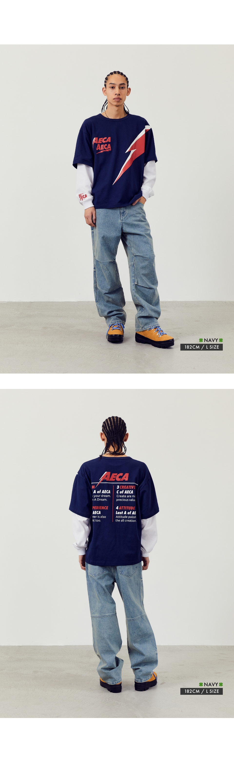 Tシャツ・カットソー AECA WHITE AECA AECA LAYERED LONG SLEEVENAVY MUSINSA | AECA WHITE AECA AECA LAYERED LONG SLEEVE-NAVY