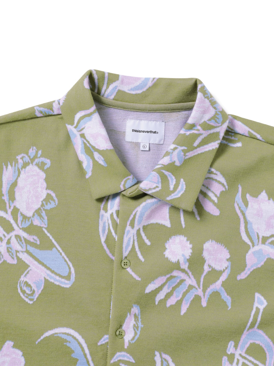 【THISISNEVERTHAT】Object Jacquard Button Up Top Green Object Jacquard Button Up Top - thisisneverthat®