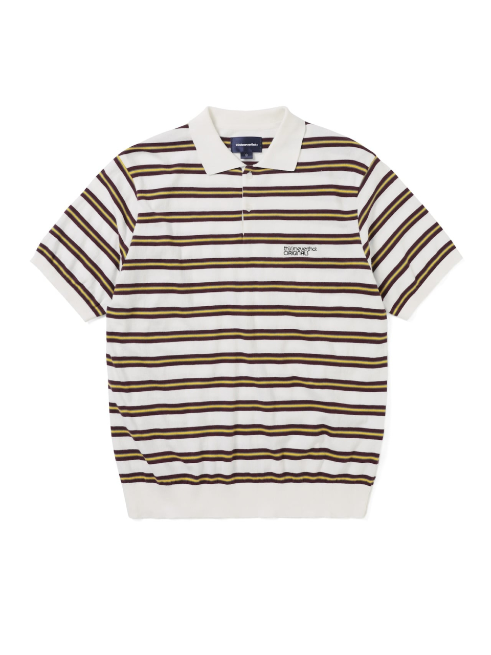 [韓国人気] STRIPE POLO SWEATER atb1286m Striped Knit Polo Ivory - 감도 깊은 취향 셀렉트샵 29CM