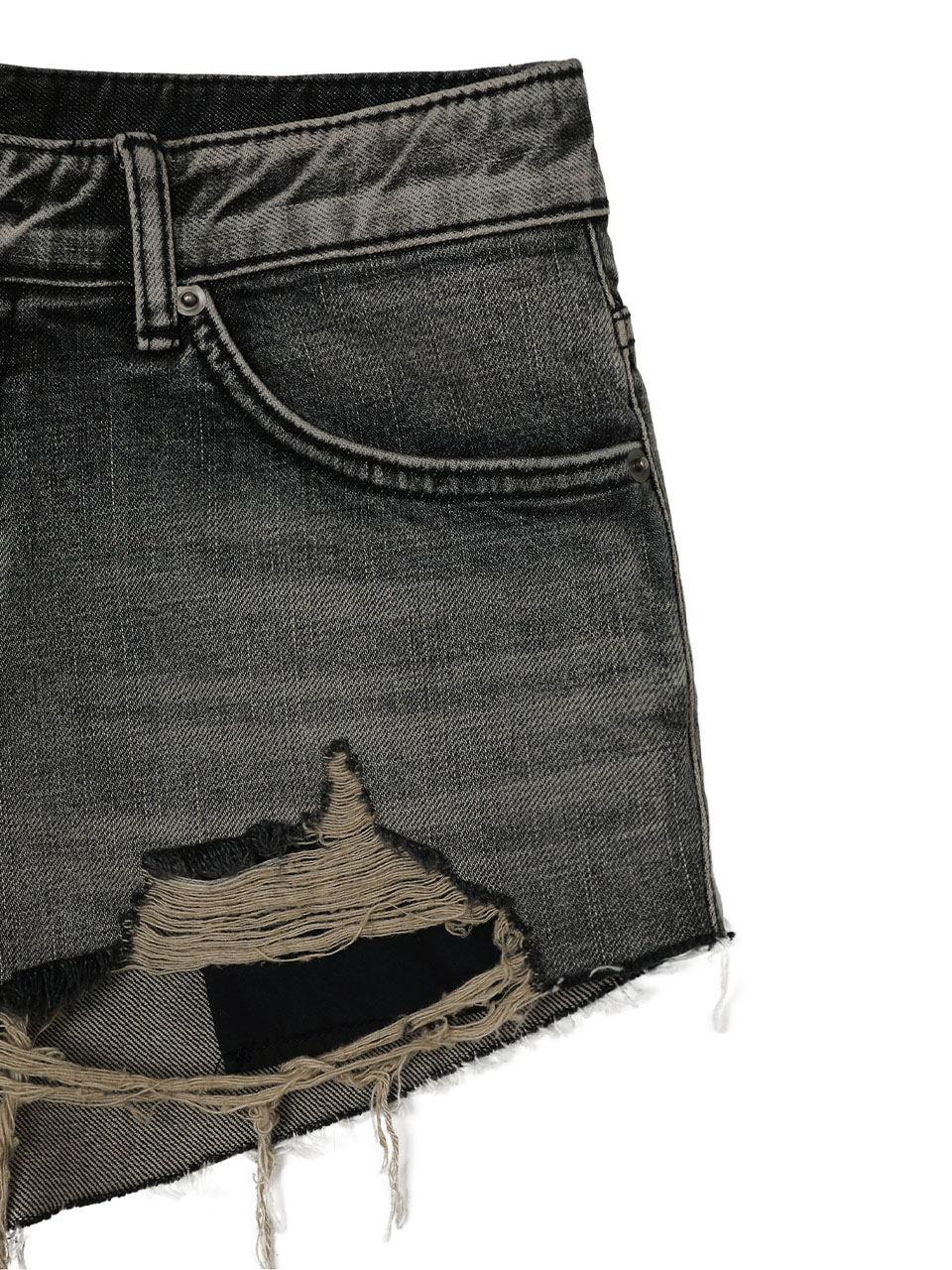보헤미안 서울(BOHEMSEO) DESTROYED GRAY DENIM SHORTS - 사이즈