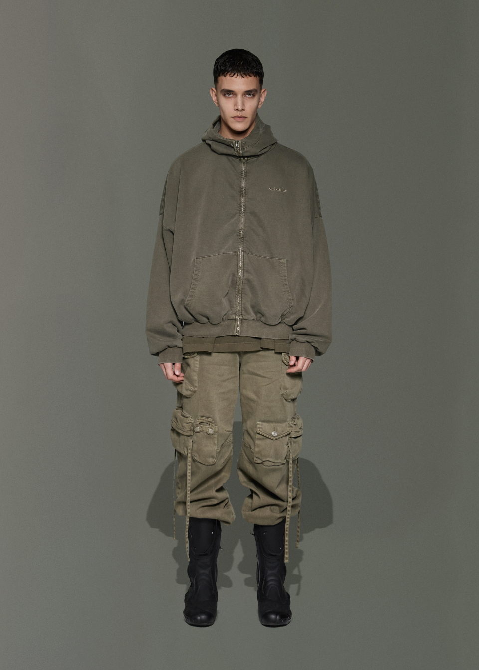 【GRAILZ】ERBE OVERSIZED SWEATSHIRTS [BROWN] ERBE OVERSIZED ZIP HOODIE [BROWN] - GRAILZ