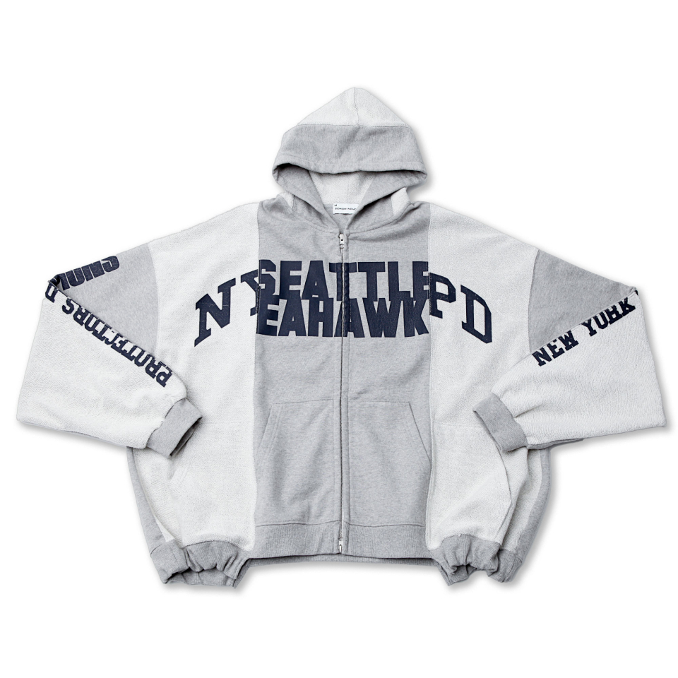 MUSINSA公式 | SCHISM INDUCING FAKE REWORKED ZIP HOODIE, GRAY