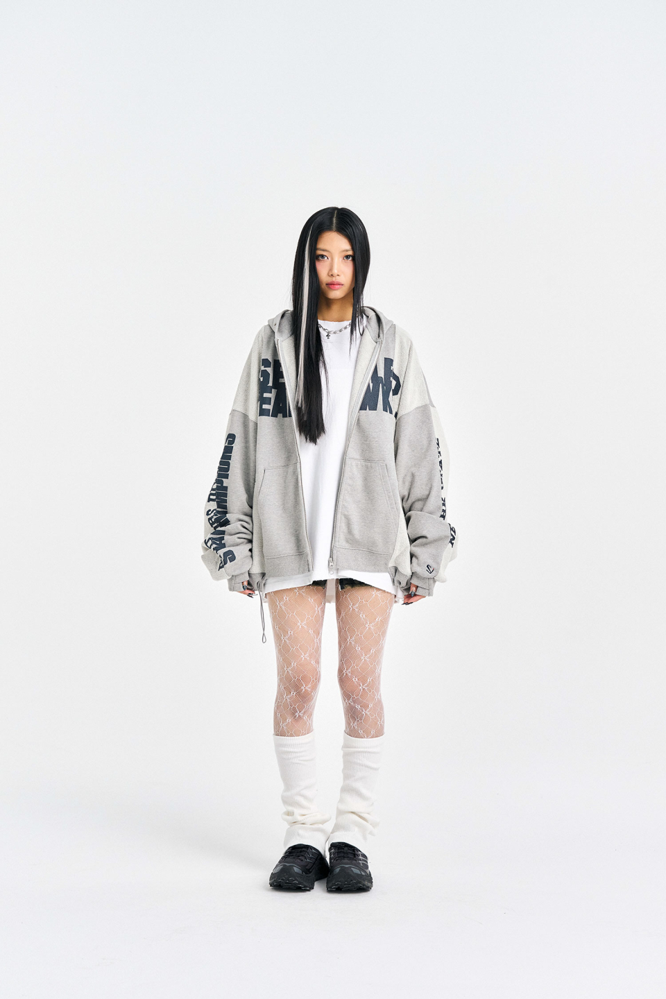 MUSINSA公式 | SCHISM INDUCING FAKE REWORKED ZIP HOODIE, GRAY