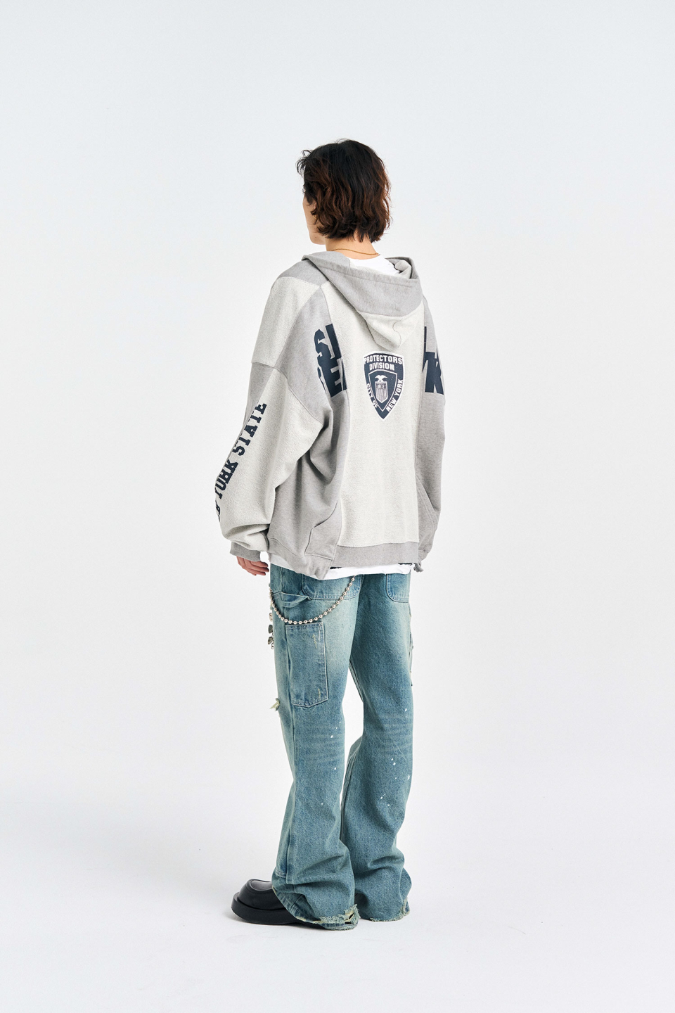 MUSINSA公式 | SCHISM INDUCING FAKE REWORKED ZIP HOODIE, GRAY