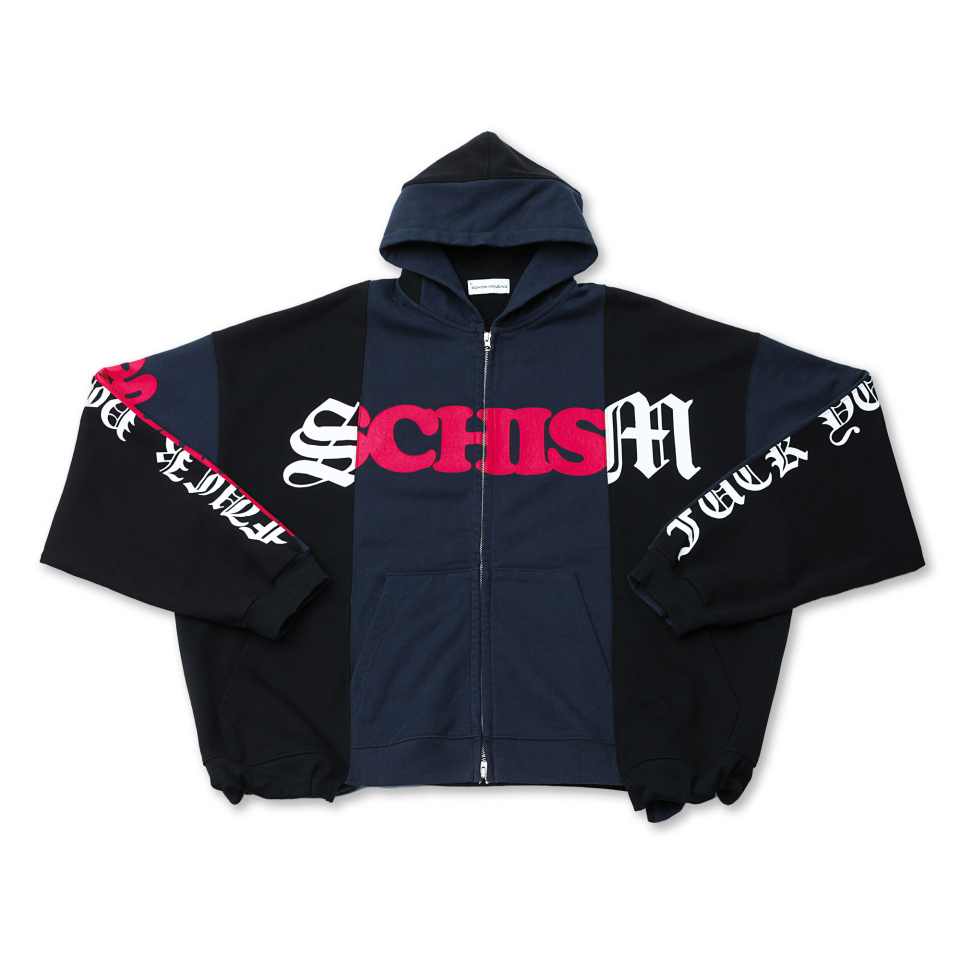 SCHISM INDUCING ■ FAKE REWORKED ZIP UP HOODIE フーディ SCHISM INDUCING □ FAKE REWORKED ZIP UP HOODIE フーディ