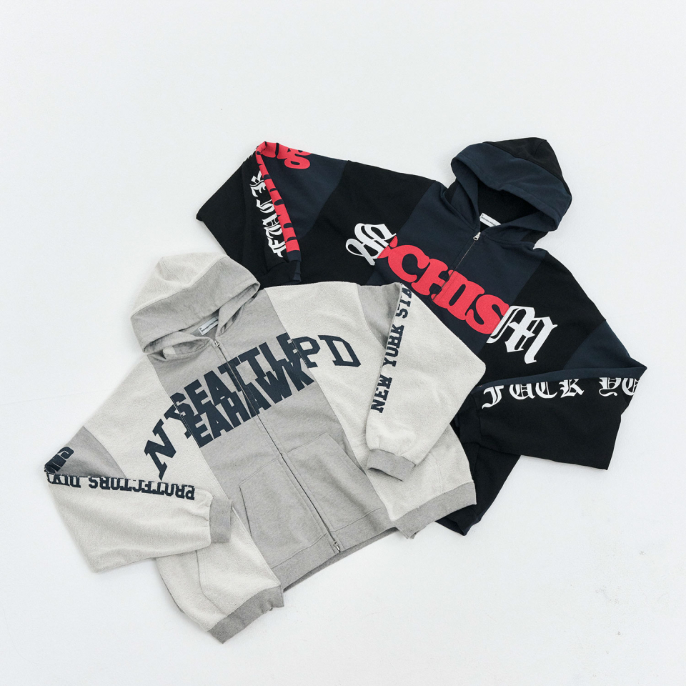 MUSINSA公式 | SCHISM INDUCING FAKE REWORKED ZIP HOODIE, NAVY