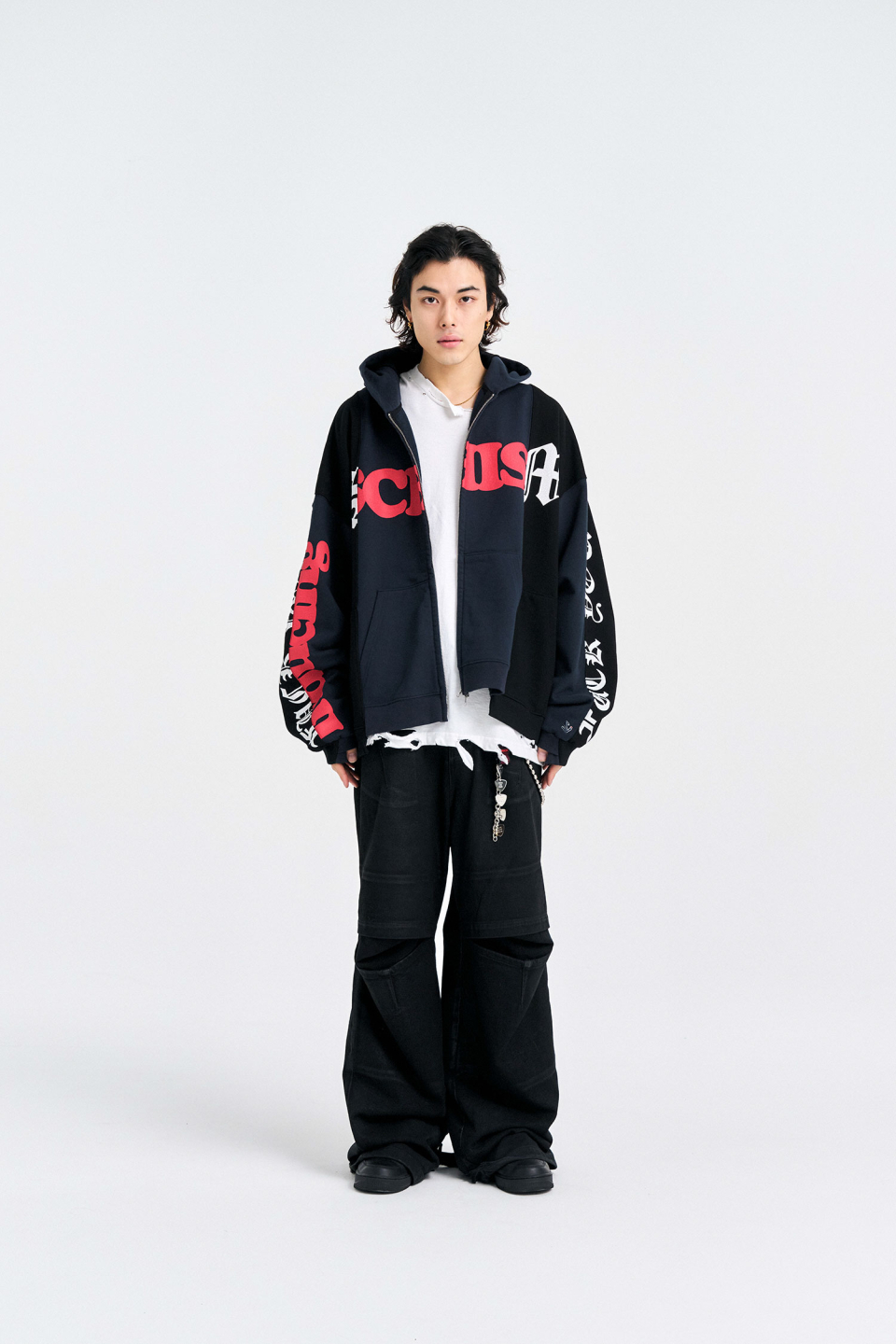 SCHISM INDUCING ■ FAKE REWORKED ZIP UP HOODIE フーディ MUSINSA公式 | SCHISM INDUCING FAKE REWORKED ZIP HOODIE, NAVY