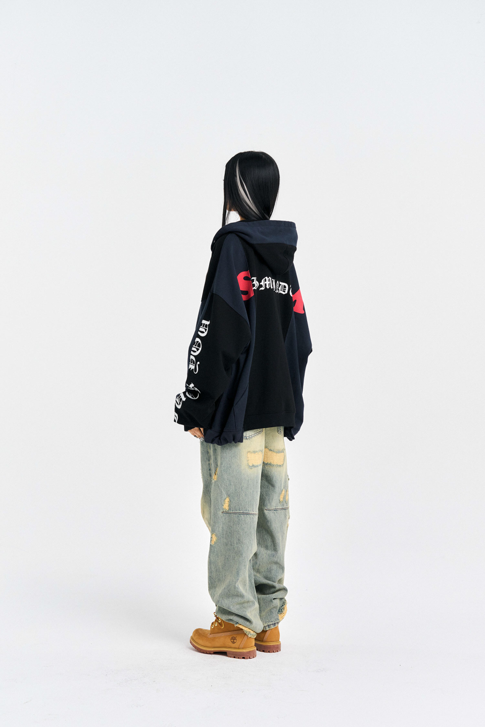 SCHISM INDUCING ■ FAKE REWORKED ZIP UP HOODIE フーディ SCHISM INDUCING □ FAKE REWORKED ZIP UP HOODIE フーディ