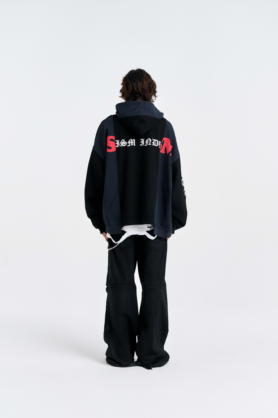 MUSINSA公式 | SCHISM INDUCING FAKE REWORKED ZIP HOODIE, NAVY
