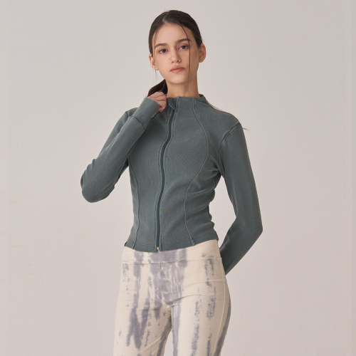 OZTJ3002 рибана куртка на молнии — Deep Green