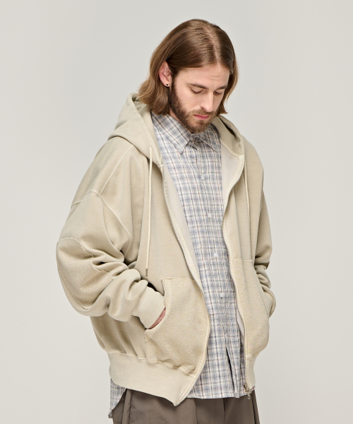 CB пиджак-худи на молнии с пигментным крашением (Beige)