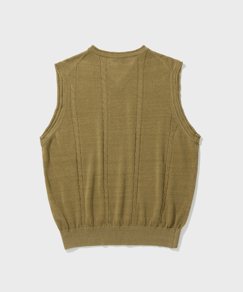 CABLE льняной KNIT жилет (бежевый)