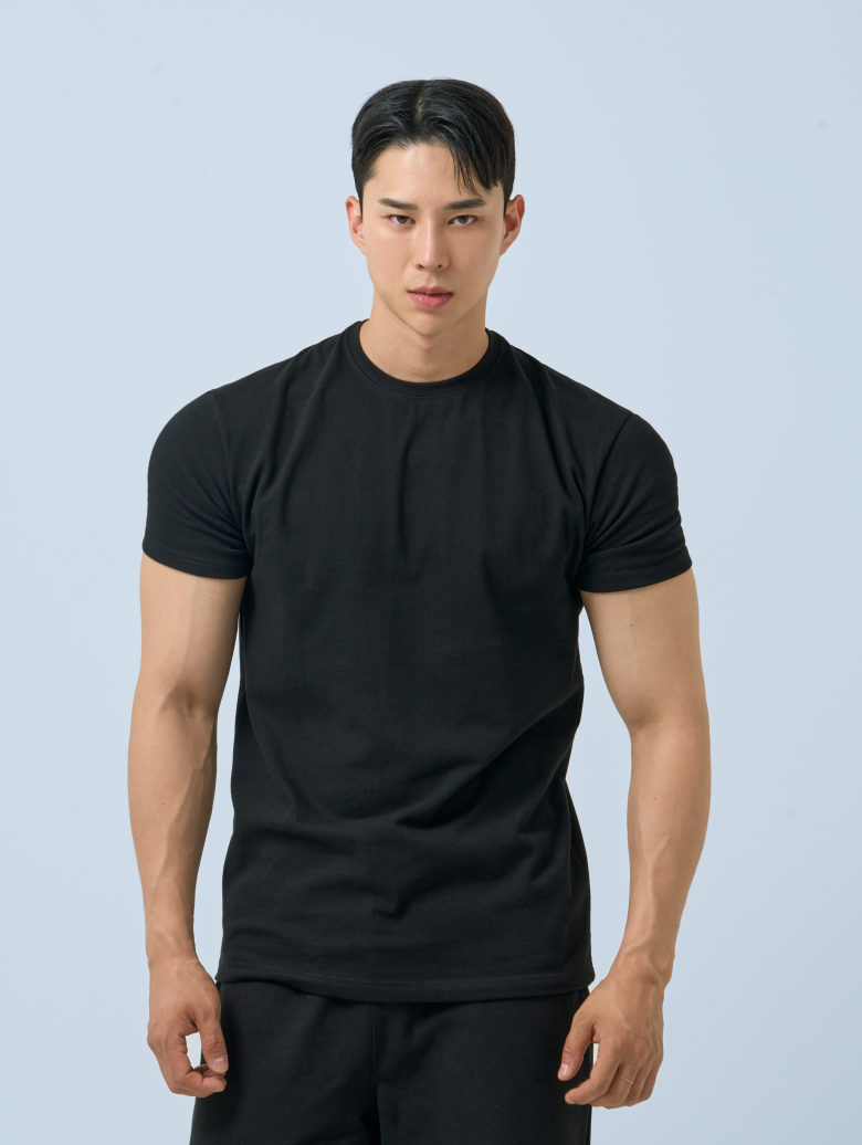 [2PACK] Double хлопковый plain muscle fit короткий рукав t-рубашка