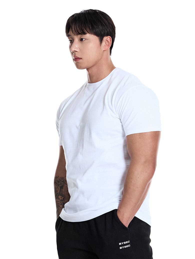 [2PACK] Double хлопковый plain muscle fit короткий рукав t-рубашка