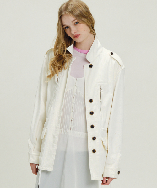 MUSINSA RAVEROUS Oversized hunting jacket white