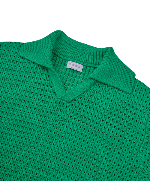 Ажурный пуловер с V-вырезом 86-IRO317 Green