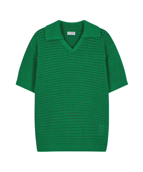Ажурный пуловер с V-вырезом 86-IRO317 Green