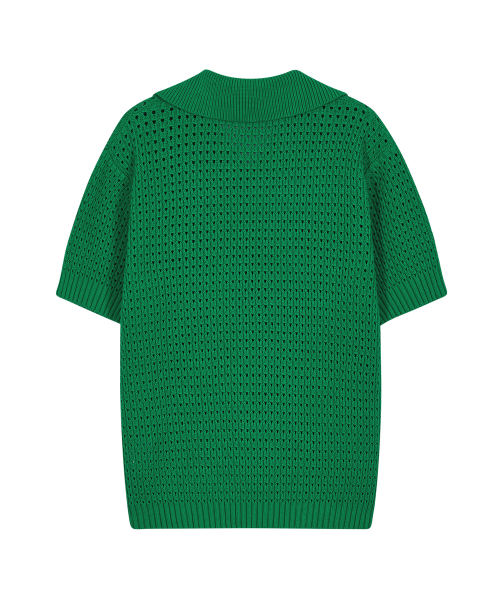 Ажурный пуловер с V-вырезом 86-IRO317 Green