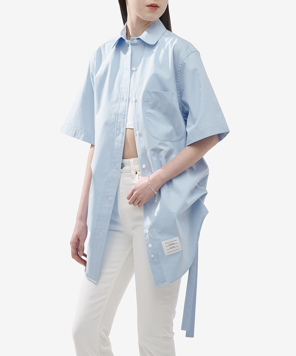 ★THOM BROWNE★ Cotton Shirt Dress Light Blue FDSD91AF018448 Thom Browne Shirt dress - Light Blue - Women | FDSD91AF0184480