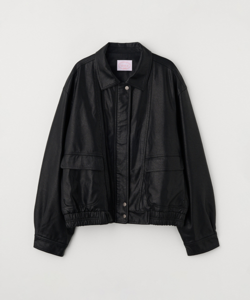 FAUX LEATHER POCKET JUMPER_BLACK