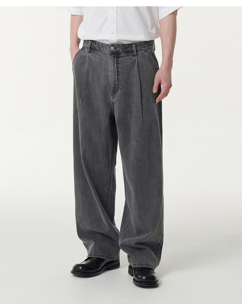 MUSINSA | MUSINSA STANDARD Linen-like semi-balloon denim
