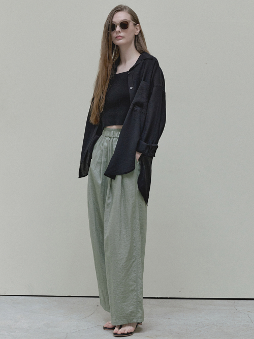 See Through Unbalance Shirt - black