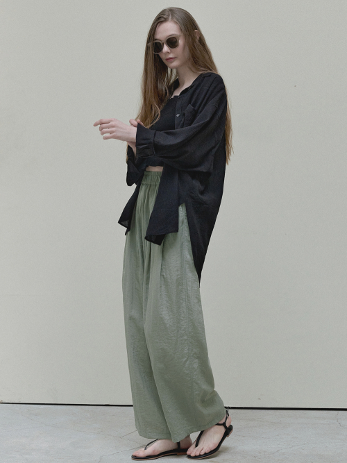 See Through Unbalance Shirt - black