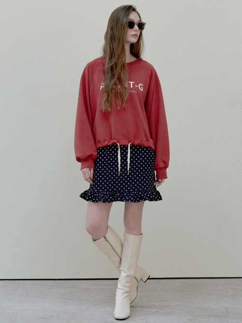String Crop Overfit Sweatshirt - brick