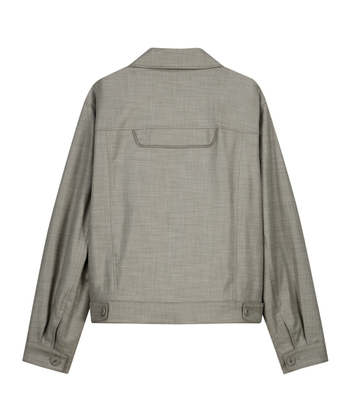 CROPPED PANEL TWILL JACKET (MOCHA)