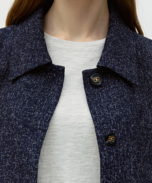 Твидовый полужакет с воротником [Navy Check]