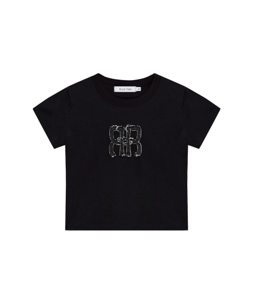 Square Logo Denim Top - Black
