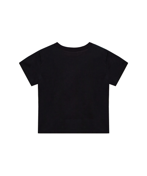 Square Logo Denim Top - Black