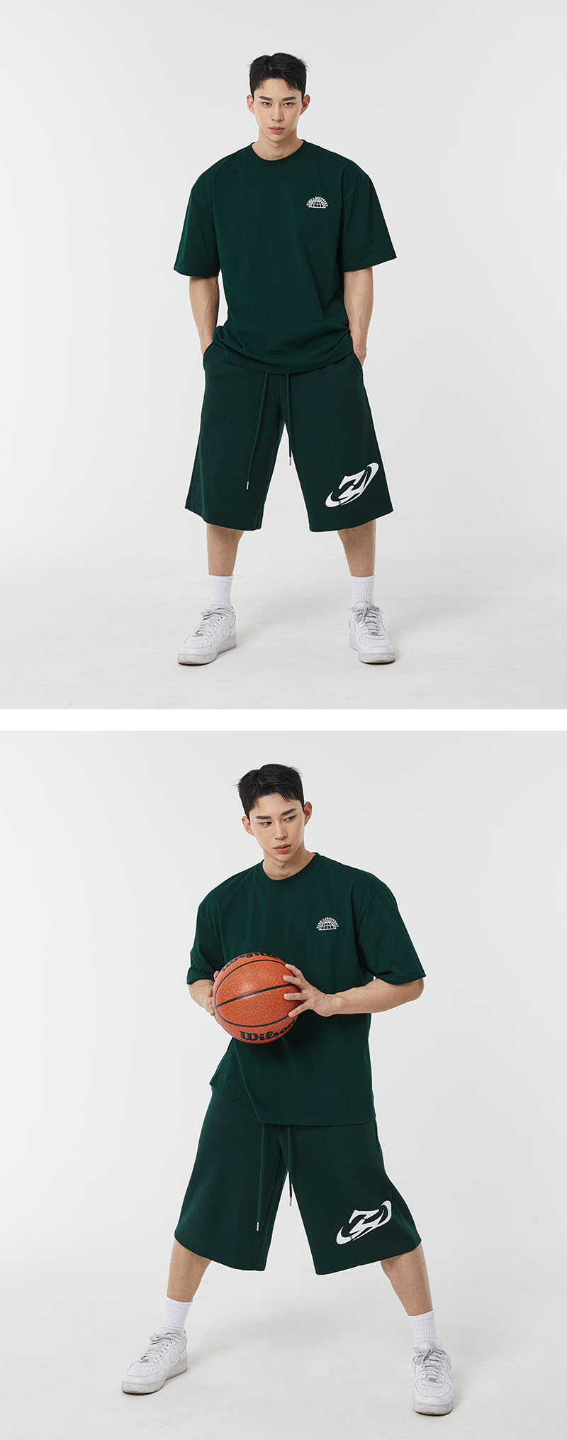 시그니처 서클 오버핏 반팔 티셔츠 (그린) 24TS05