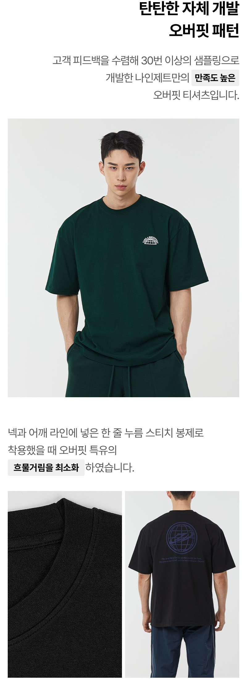 시그니처 서클 오버핏 반팔 티셔츠 (그린) 24TS05